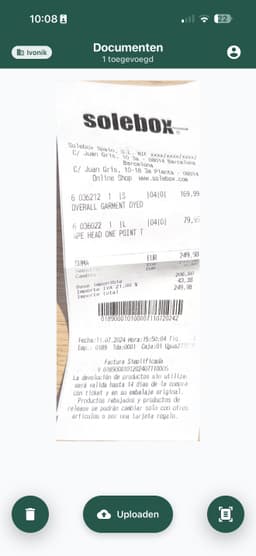 Screenshot van de mobile app