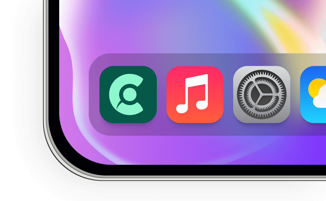 Screenshot van de mobile app